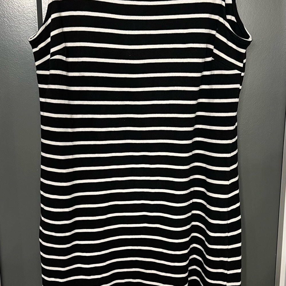 Talbots Black and White Striped Mini Dress . Size medium. Career